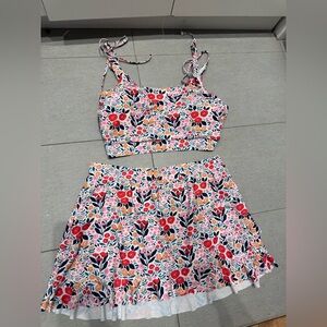 CUTE Retro Floral Plus Size Swimsuit Set Top & Skort XXL